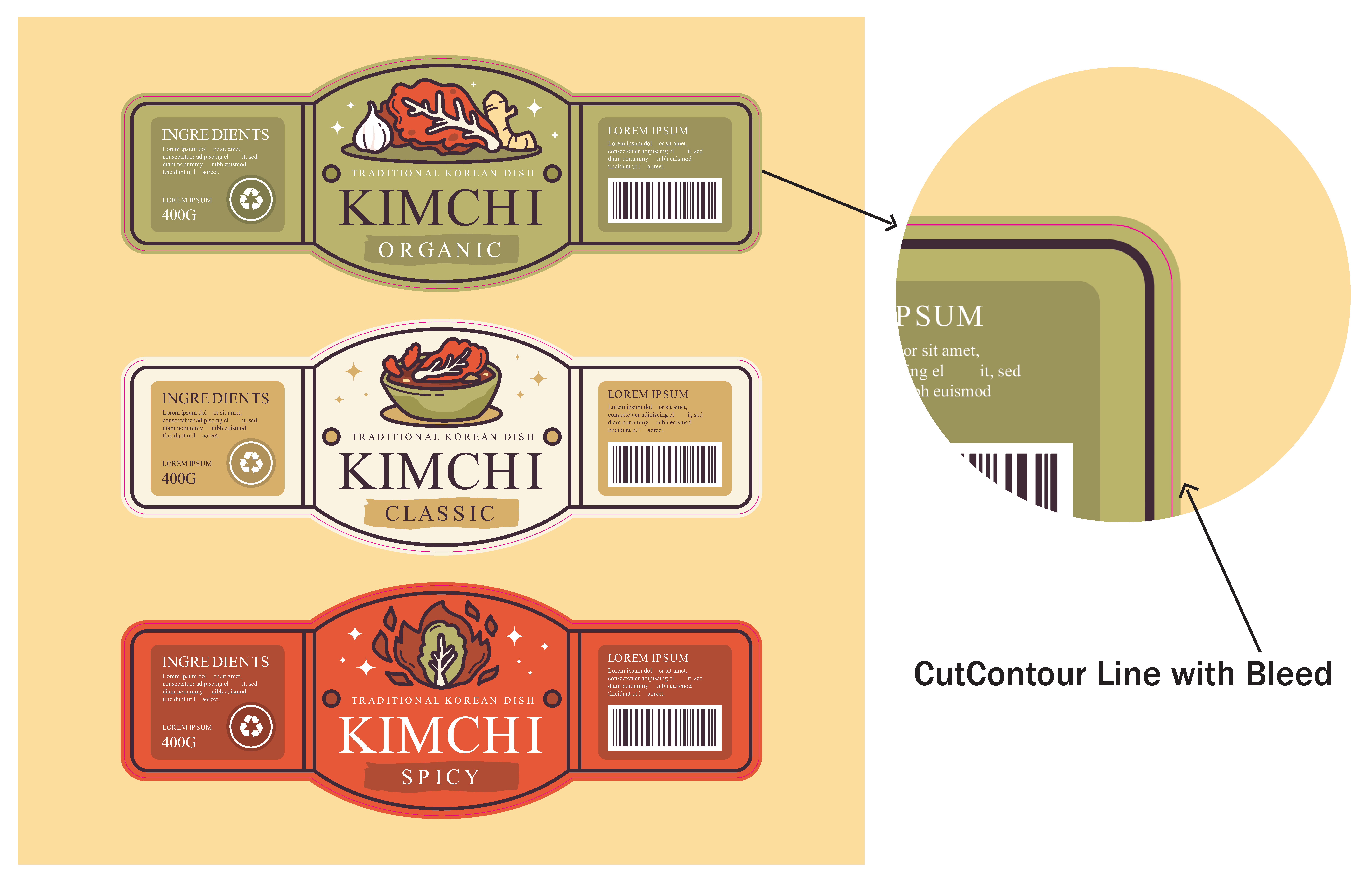 Before and after prepress services with CMYK and bleed correction